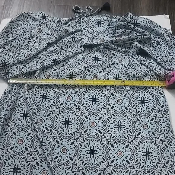 LOFT Ann Taylor Blue/Orange Long Sleeve Crewneck Shift Dress XS Boho Classic - Picture 5 of 10